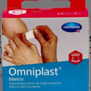 ESPARADRAPO HIPOALERGICO OMNIPLAST TEJIDO RESISTENTE 1 UNIDAD 5 m x 2,5 cm COLOR BLANCO