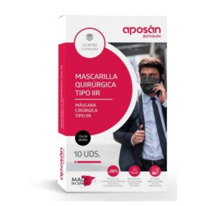 MASCARILLA QUIRURGICA IIR APOSAN BOTIQUIN 10 UNIDADES COLOR NEGRO
