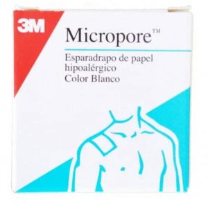 ESPARADRAPO HIPOALERGICO PAPEL MICROPORE 1 UNIDAD 5 m x 2,5 cm COLOR BLANCO